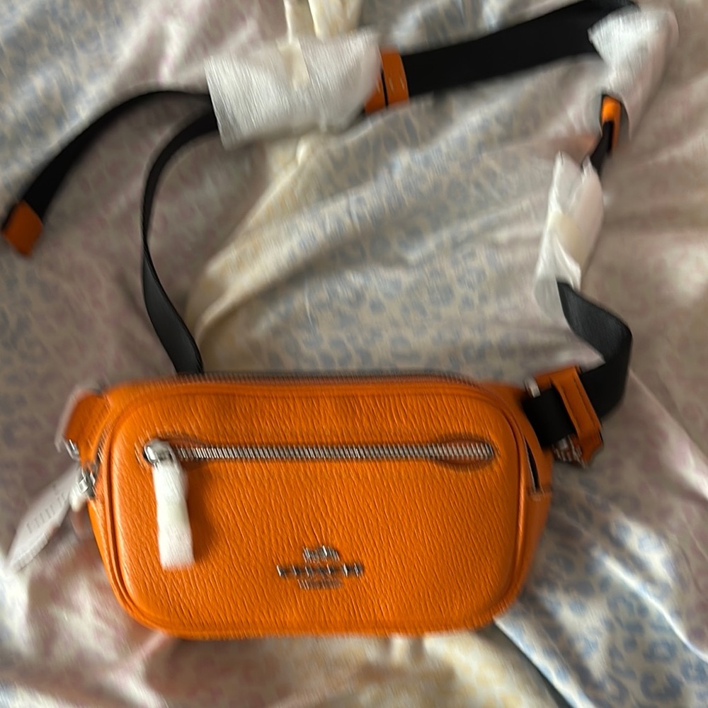Coach Orange and Black Belt Bag Modern Style